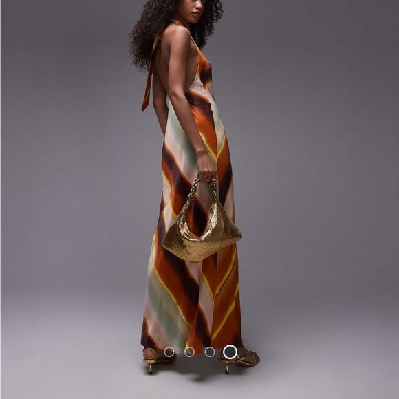 Topshop Halter Neck Maxi Dress in Orange Stripe - Picture 4 of 4
